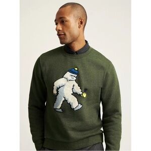 Bonobos Supersoft Fleece Crew Sweater Heather Pine Yeti Or Not Green Sweatshirt